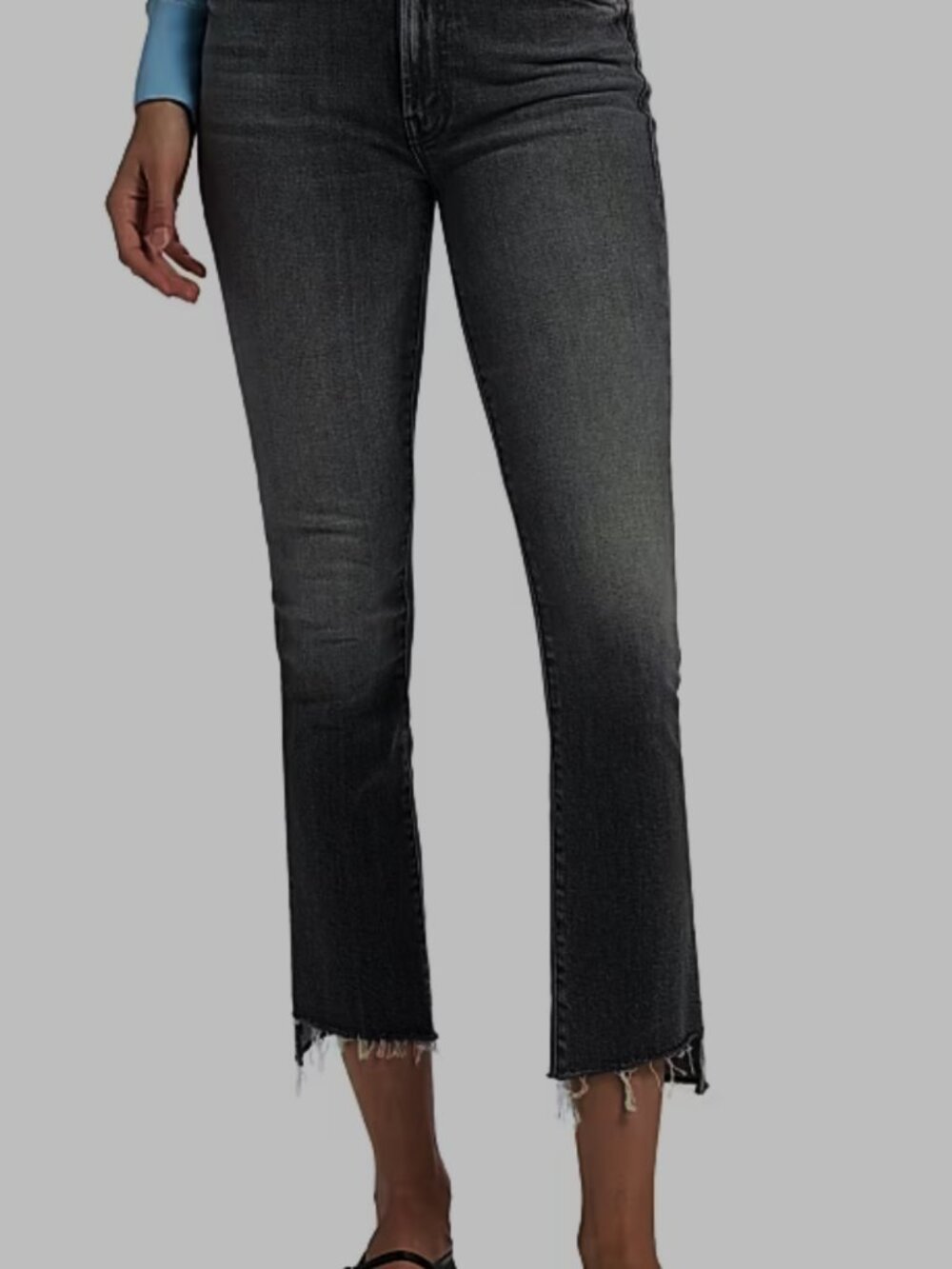 MOTHER 'THE INSIDER CROP STEP FRAY' DARK GRAY JEANS SIZE: 27